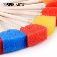 Lot de 20 tampons en mousse avec manche en bois pour enfants, ensemble de pinceaux en mousse pour peinture artistique
