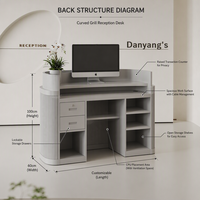 Comptoir d'accueil moderne haut de gamme en MDF cannelé avec base lumineuse LED et armoire de rangement – Ensemble complet pour salon de manucure, bureau commercial, OEM