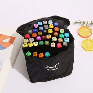 262 pièces/ensemble Marqueurs d'art DIY portables à double pointe (fine et biseautée) pour affiches, écriture double face, USA Mairun, sac en nylon noir - Product Image 1