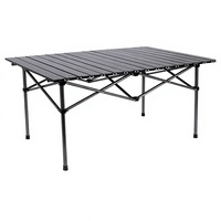 Table de camping portable en tissu Oxford avec structure en acier au carbone, haute capacité de charge, mobilier pliable d'extérieur