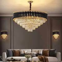 Lustre en cristal vintage européen moderne de luxe, luminaire suspendu décoratif doré pour hall d'hôtel, grands luminaires suspendus