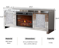 Meilleures ventes, support TV à effet de flamme simulée, centre de divertissement de luxe, console multimédia, table décorative, cheminée électrique en cristal