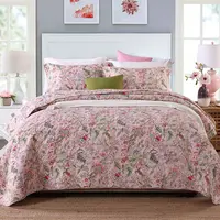 शास्त्रीय कपास रानी प्रतिवर्ती चिथड़े गुलाबी फूल गर्मियों फेंक थोक Bedspreads