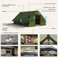 Grande tente de camping familiale gonflable de luxe portable quatre saisons, double couche Oxford 300D, imperméable, résistante aux UV, installation rapide en extérieur