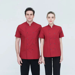 Uniforme <span class=keywords><strong>de</strong></span> <span class=keywords><strong>travail</strong></span> unisexe pour hommes et femmes, restaurant, hôtel, café, cuisinier, boulanger, cuisine, veste <span class=keywords><strong>de</strong></span> chef à manches courtes - Product Image 2