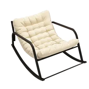 2023 vendita calda soggiorno sedia a dondolo struttura in ferro cuscino in velluto sedia a dondolo prendisole