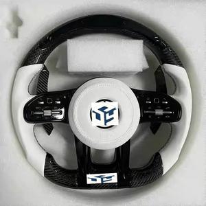 Volant sport en fibre de carbone à LED, compatible avec les anciens modèles <span class=keywords><strong>Mercedes</strong></span>-Benz W205 W206 E320 E260 E400 <span class=keywords><strong>E200</strong></span> E300 E350 E43 E63 E53 E500, pour mise à niveau. - Product Image 1