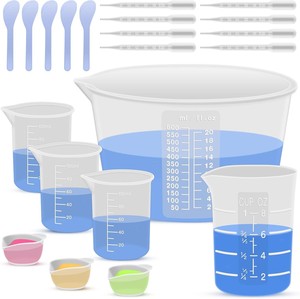Tasses à mesurer pliables en silicone Tweller 50ML 100ML 250ML 500ML, réutilisables, avec échelle précise pour l'artisanat et la pâtisserie - Product Image 1