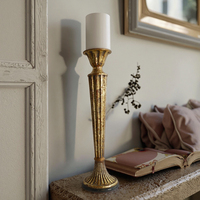 Support de bougie pilier vintage en résine dorée, fait main, durable, avec design couronne, pour la décoration de Noël à la maison