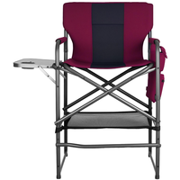 Chaise pliante portable robuste 400 lbs avec repose-pieds et table latérale amovibles, idéale pour les maquilleurs et les événements extérieurs