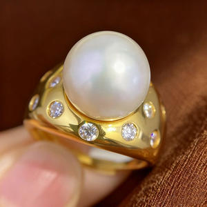 Base para Anillo de Plata S925 10765DIY con Perlas Redondas de 5-6mm, Accesorios y Componentes de Joyería Multicolores en Oro/Plata - Product Image 3