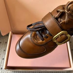 Brown Men and Women's Breathable Genuine <b>Leather</b> Lace-Up Flat Casual <b>Shoes</b> Designed by Luxury Brand for All Occasions - Product Image 5