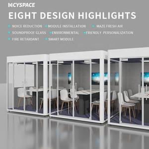 Sound Proof per ufficio per parete di vetro Pod per ufficio moderno personalizzato diverse dimensioni silenziose cabine per sala prove dell'udito - Product Image 3