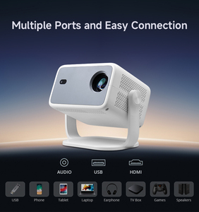 Projecteur LED intelligent L018 à ultra courte focale avec Android TV, streaming <span class=keywords><strong>Netflix</strong></span>, design portable, prise en charge 1080p, haut-parleurs intégrés - Product Image 4