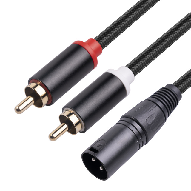 HiFi-sound XLR Double RCA Cable Aluminum Alloy Shell Gold Plated Conductors Nylon Braid Shielded No Noise Line Converter Speaker