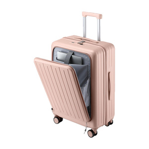 Front-opening 20-inch Carry-on Ultralight Compact Multi-functional Wear-resistant Combination <b>Lock</b> Travel <b>Suitcase</b> Roller Bag - Product Image 5