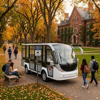 Voiture de tourisme électrique fermée à 4 rangées, entièrement vitrée, avec portes hermétiques, bus de tourisme scellé, 30 km/h, autonomie 60-140 km
