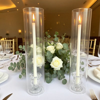 Ensemble de bougeoirs cylindriques en cristal pour Noël, mariage, banquet, décoration de table, résistant à la chaleur, fait à la main, imprimé en typographie