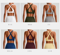 Soutien-gorge de sport respirant à dos croisé et maintien élevé pour femmes adultes, haut de yoga et de gym ajusté avec logo frontal pour la course en extérieur et le fitness