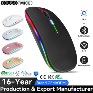 Rechargeable <strong>Bluetooth</strong> Dual Mode Wireless <strong>Mouse</strong> 2.4GHz Ultra Thin RGB 1600DPI <strong>Mouse</strong> for Computer Laptop Tablet PC <strong>Mouse</strong> Gaming - Product Image 1