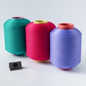 Fil à tricoter teint en masse en Spandex/Polyester, filé à anneaux, à faible MOQ, origine Zhejiang, haute résistance, excellente uniformité, pour tricotage - Product Image 2