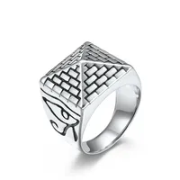 Cincin Bermotif Mata Horus Piramida Mesir, Baja Tahan Karat, Cincin Jari Pria Gaya Retro Punk Hip Hop