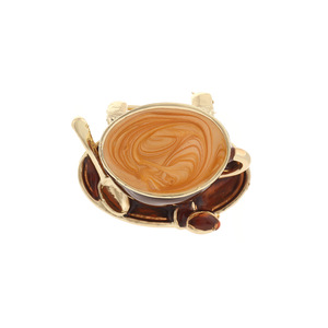 Broche créative en forme de tasse à café de dessin animé, en alliage de zinc émaillé, cadeau unisexe, accessoire de bijouterie - Product Image 5