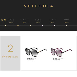 Veithdia Women's Oversized Round Sunglasses Polarized UV400 Plastic And Metal <b>Frame</b> TAC Lens 3025 - Product Image 4