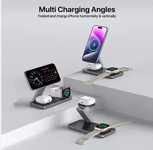 Cadeaunoel Tendances 2025 <span class=keywords><strong>3</strong></span> en 1 pliable chargeur sans fil magnétique multifonction support de charge de téléphone 15W Portable livraison directe - Product Image 6