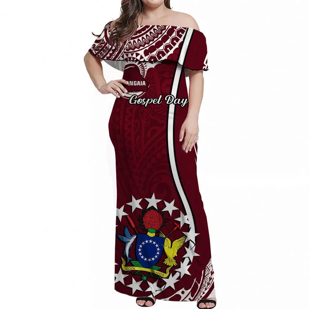 Personalized June 15 Mangaia Gospel Day Cook Islands Off Shoulder Long Dress Drop Shipping Products 2023 Fashion Women Clothing