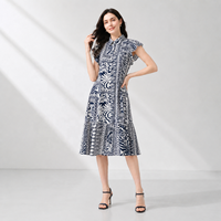 Robe chemise boutonnée à col pour femme, manches courtes à volants, imprimé feuilles tropicales, ourlet étagé, robe d'été décontractée pour la plage et les vacances