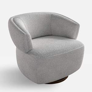 DB Wivel Barrel Chair Canapé d'appoint entièrement assemblé Base à 360 degrés Chaise de lecture rembourrée surdimensionnée-Bureau à domicile gris - Product Image 2