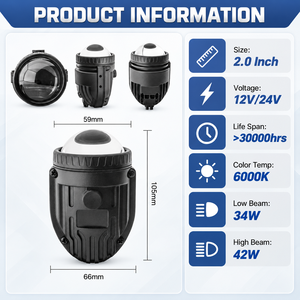 Feux antibrouillard LED tricolores de 2 pouces pour Mitsubishi Triton L200 2023+ GLS <span class=keywords><strong>GSR</strong></span> <span class=keywords><strong>12V</strong></span> 24V avec lentille de projecteur et support pour la modification automobile - Product Image 6