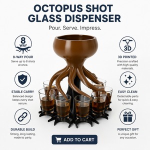 Distributeur de vin réutilisable en plastique alimentaire à huit becs, design pieuvre, nouveauté durable et tendance pour mariages, Noël et outils de bar - Product Image 1