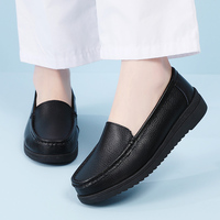 Chaussures de travail médicales pour femmes, en cuir véritable, antidérapantes, légères, pour infirmières et médecins, noir et blanc, pointures 34-42