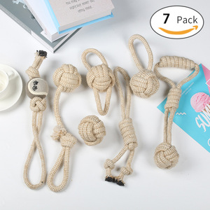 Juego de juguetes de cuerda para perros con nudos y pelota de tenis para cachorros en dentición, juguetes interactivos portátiles para mascotas, paquete de 7 - Product Image 1