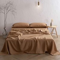 Parure de lit de luxe en tissu de chanvre biologique 100% 100TC, couleur terre cuite unie, respirante, faible MOQ, pour lit Queen et King Size