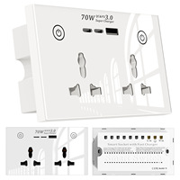 Prise intelligente Tuya WIFI 147 style britannique, prise à distance Zigbee avec commande vocale et prise USB multi-ports à charge rapide