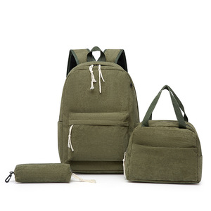 New Unisex Lightweight Corduroy Waterproof School <b>Backpack</b> with Stylish Zipper 20-36L Capacity Includes Pencil Case & Lunch Bag - Product Image 6