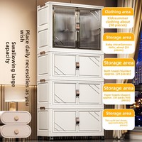 Armoire de rangement pliable à 5 niveaux sans installation, armoire mobile en plastique pour vêtements domestiques