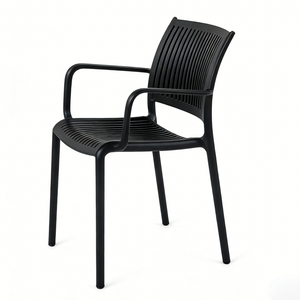 Chaise en plastique <span class=keywords><strong>bon</strong></span> <span class=keywords><strong>marché</strong></span> et durable pour la maison avec accoudoirs, chaises en plastique en solde, chaise de salle à manger décontractée simple, crème, petit appartement - Product Image 5