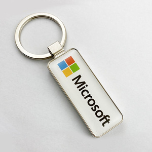 Double-sided Epoxy Metal Zinc Alloy Crystal Rectangular Keychain Accessories Pendant Photo Advertising Small Gift Model 1023