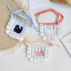 ผ้ากันเปื้อนสัตว์เลี้ยงสำหรับฤดูร้อน ผ้าเช็ดน้ำลายสำหรับแมวและสุนัข ทำจากผ้าโพลีเอสเตอร์ งานแฮนด์เมด ลายการ์ตูนน่ารัก พร้อมปกผ้าลูกไม้ - Product Image 1