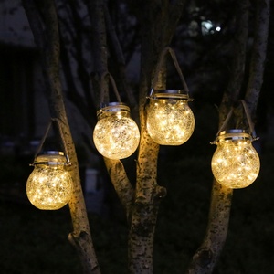 Mason Bottle Hanging Solar Lights Outdoor Lawn Garden Solar <b>String</b> Lights Lantern Crack <b>Ball</b> Light - Product Image 3