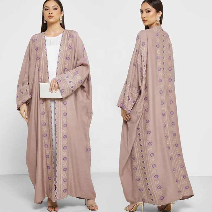 Front open embroide abaya dress
