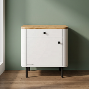 Solid Mango <b>Wood</b> 2-Door Storage <b>Cabinet</b> with White Finish & Metal Legs | Eco-Friendly Handmade Modern Bedroom Furniture - Product Image 4