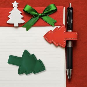 WholesaleChristmas Tree PU Leather Pen Clip Magnetic Bookmark <b>Creative</b> Stationery <b>Gift</b> for Notebook Journal Planner - Product Image 1