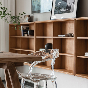 Moderno Mueble de Pared Colgante de Madera de Teca Africana con 6 Estantes, Almacenamiento Ecológico para Oficina en Casa y Dormitorio - Product Image 5