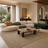 Ensemble de canapés modernes italiens en bouclette, design créatif, modulaire et incurvé, idéal pour salon de beauté, bureau, réception, maison, salon.