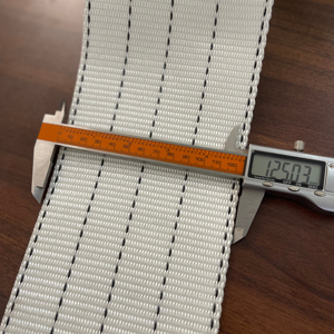 Sangle de levage industrielle en polyester de 12,5 cm, blanche, facteur de sécurité 5:1, haute résistance, haute ténacité - Product Image 1